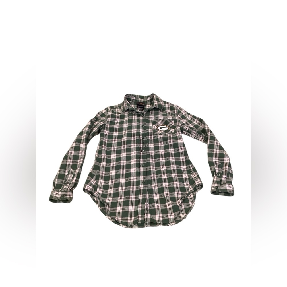 NFL Juniors Green Bay Packers Plaid Flannel Size XS